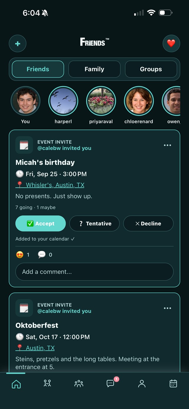 Chronological friends feed