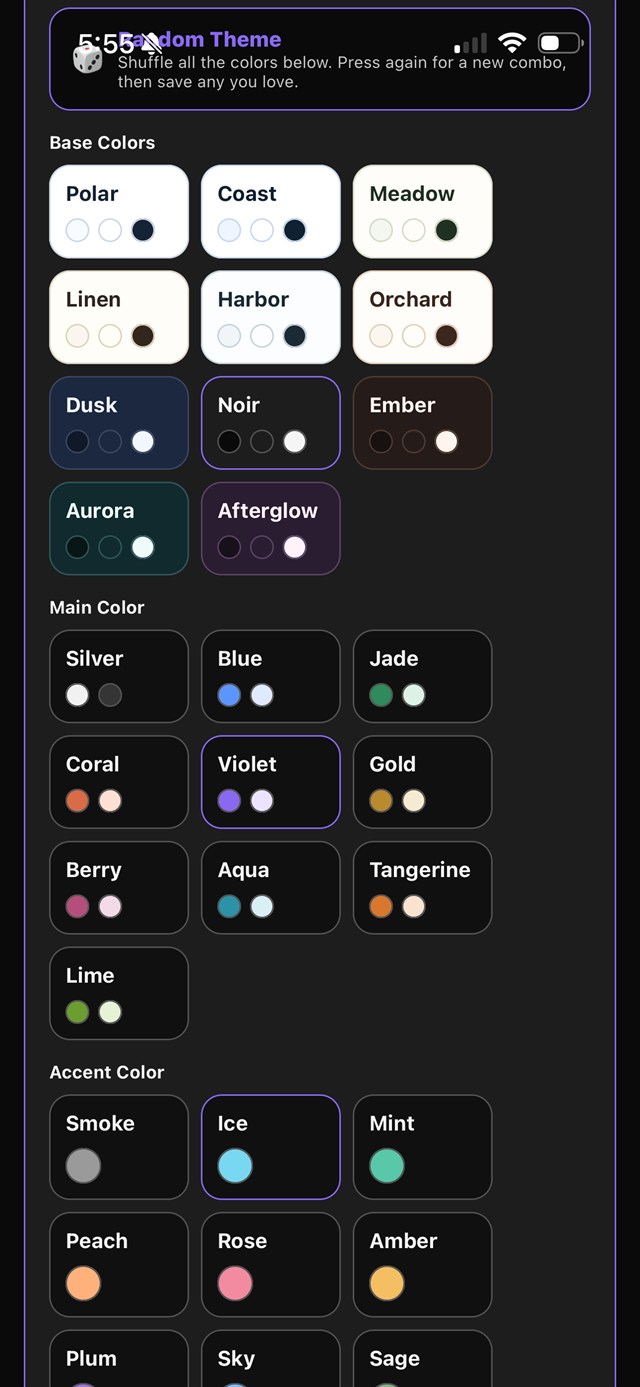 Custom theme creator
